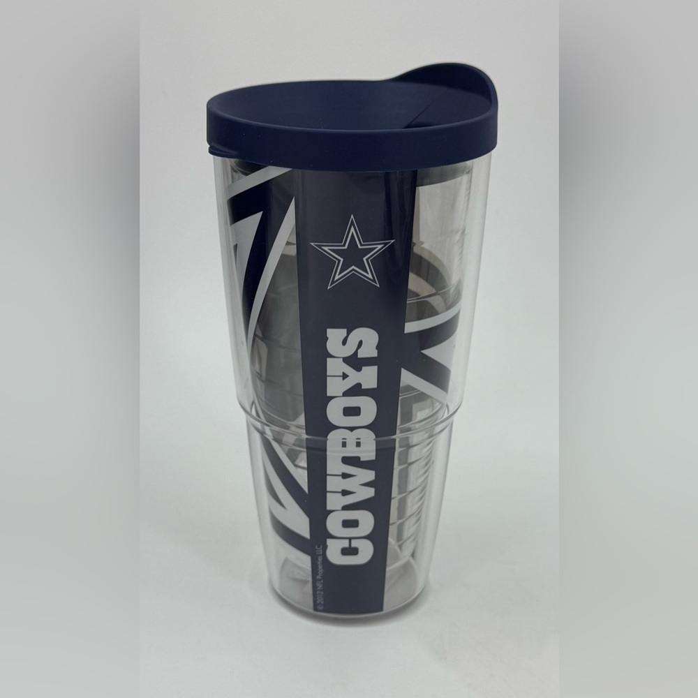 Dallas Cowboys Tervis 24 Oz. Tumbler Clear Blue Star and Logo Spellout 2012‎ NWT